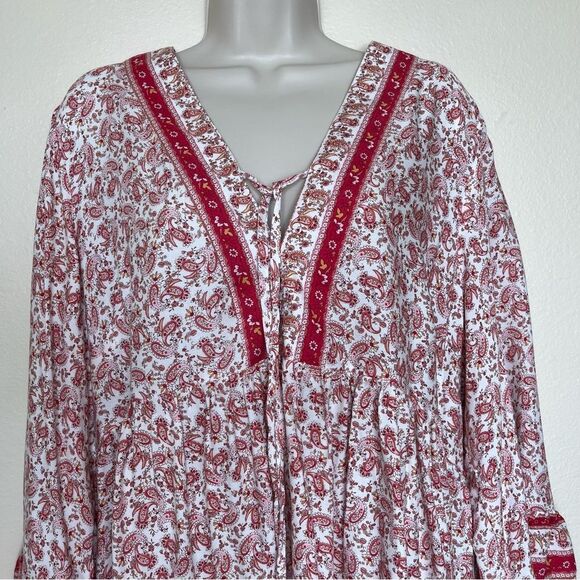 Cynthia Rowley Woman Paisley Floral Boho Bell Sleeve Popover Tunic Plus Size 1X - Picture 3 of 12